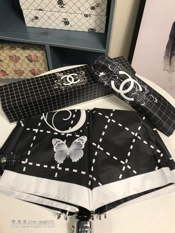 CHANEL香奈兒傘 2019香奈兒 亞太專櫃最新款 山茶花 蝴蝶 全自動UV晴雨傘 防曬隔熱 防紫外線  zm1059